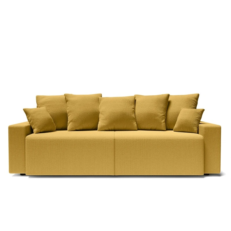 Canapé Droit ALMA Convertible Velours Côtelé Jaune 3 Places 4 Canapé Droit ALMA Convertible Velours Côtelé Jaune 3 Places – Image 2