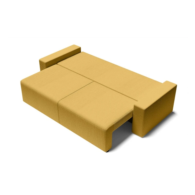 Canapé Droit ALMA Convertible Velours Côtelé Jaune 3 Places 6 Canapé Droit ALMA Convertible Velours Côtelé Jaune 3 Places – Image 4