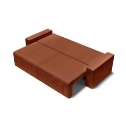 Canapé Droit ALMA Convertible Velours Côtelé Terracotta 3 Places -Mobilia Soldes canape droit alma convertible velours cotele terracotta 3 places 3