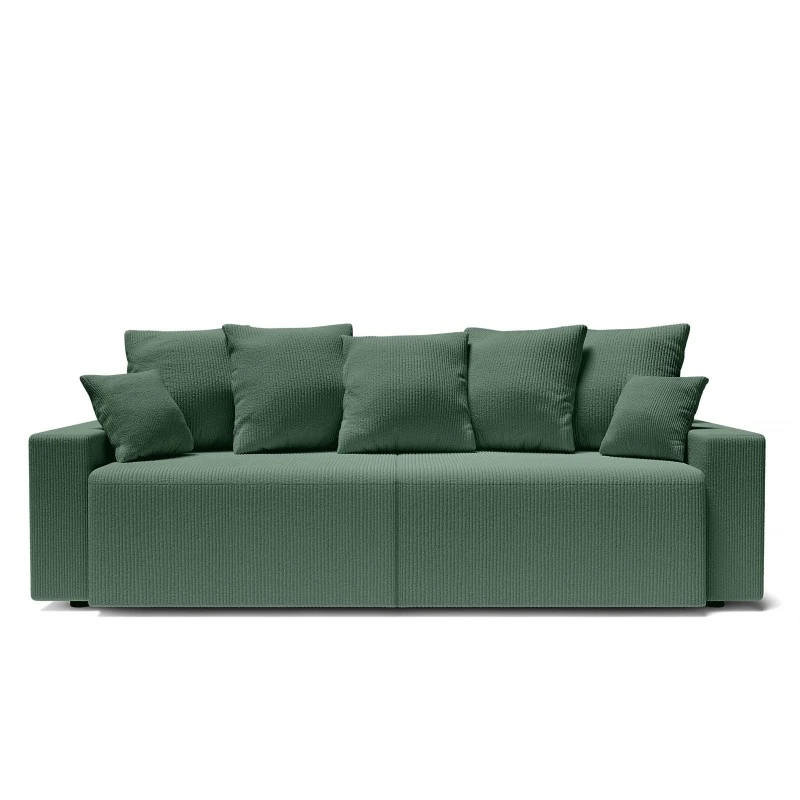 Canapé Droit ALMA Convertible Velours Côtelé Vert 3 Places 4 Canapé Droit ALMA Convertible Velours Côtelé Vert 3 Places – Image 2