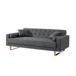 Canapé Droit Auguste Droit Convertible 3 Places Tissu Chiné Gris -Mobilia Soldes canape droit auguste droit convertible 3 places tissu chine gris 3