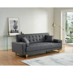 Canapé Droit Auguste Droit Convertible 3 Places Tissu Chiné Gris -Mobilia Soldes canape droit auguste droit convertible 3 places tissu chine gris 7