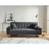 Canapé Droit AUGUSTE Droit Convertible 3 Places Velours Gris Anthracite -Mobilia Soldes canape droit auguste droit convertible 3 places velours gris anthracite