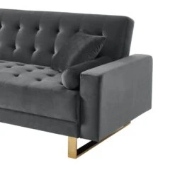 Canapé Droit AUGUSTE Droit Convertible 3 Places Velours Gris Anthracite -Mobilia Soldes canape droit auguste droit convertible 3 places velours gris anthracite 6