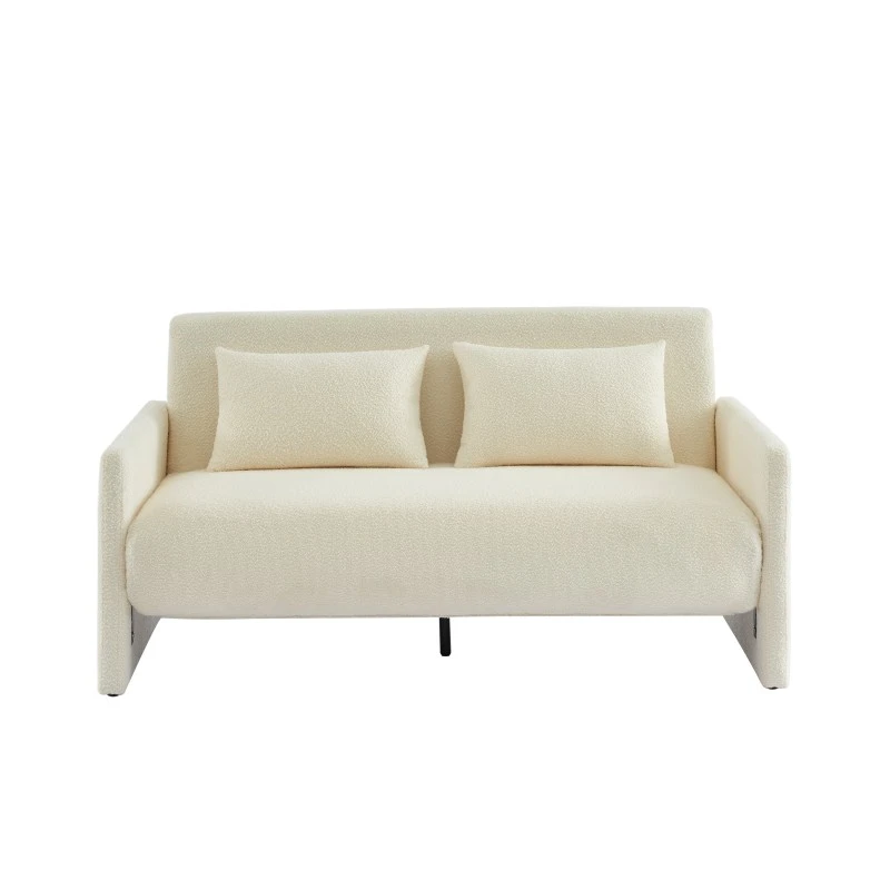 Canapé Droit JADE En Tissu Bouclette Beige Convertible 3 Places 4 Canapé Droit JADE En Tissu Bouclette Beige Convertible 3 Places – Image 2