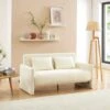 Canapé Droit JADE En Tissu Bouclette Beige Convertible 3 Places -Mobilia Soldes canape droit jade en tissu bouclette beige convertible 3 places