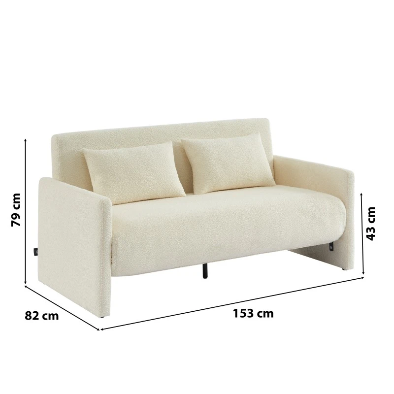 Canapé Droit JADE En Tissu Bouclette Beige Convertible 3 Places 9 Canapé Droit JADE En Tissu Bouclette Beige Convertible 3 Places – Image 7