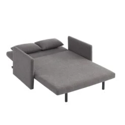 Canapé Droit JADE En Tissu Bouclette Gris Convertible 2 Places -Mobilia Soldes canape droit jade en tissu bouclette gris convertible 2 places 3