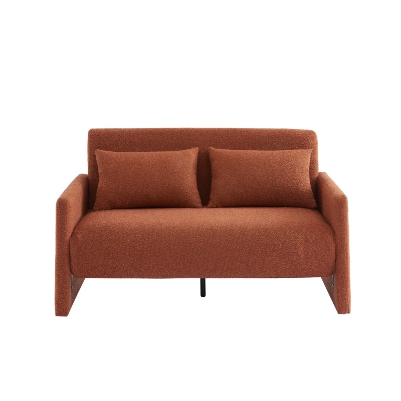 Canapé Droit JADE En Tissu Bouclette Terracotta Convertible 2 Places 4 Canapé Droit JADE En Tissu Bouclette Terracotta Convertible 2 Places – Image 2