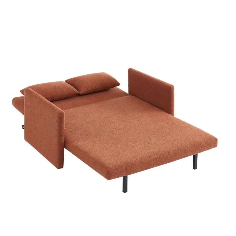 Canapé Droit JADE En Tissu Bouclette Terracotta Convertible 2 Places 6 Canapé Droit JADE En Tissu Bouclette Terracotta Convertible 2 Places – Image 4