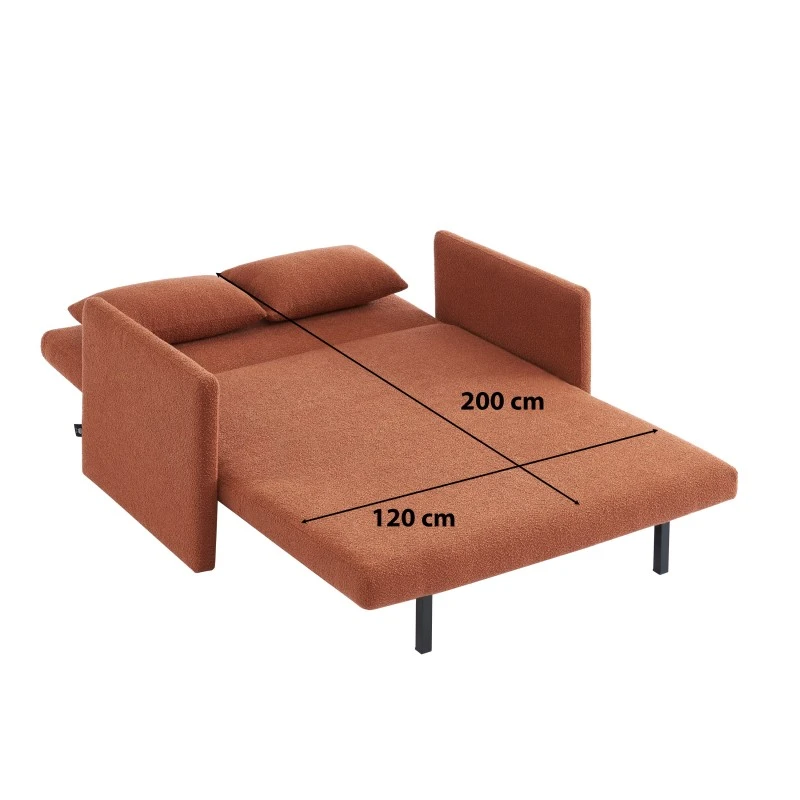 Canapé Droit JADE En Tissu Bouclette Terracotta Convertible 2 Places 10 Canapé Droit JADE En Tissu Bouclette Terracotta Convertible 2 Places – Image 8