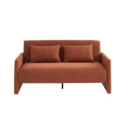 Canapé Droit JADE En Tissu Bouclette Terracotta Convertible 3 Places -Mobilia Soldes canape droit jade en tissu bouclette terracotta convertible 3 places 1