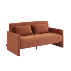 Canapé Droit JADE En Tissu Bouclette Terracotta Convertible 3 Places -Mobilia Soldes canape droit jade en tissu bouclette terracotta convertible 3 places 2
