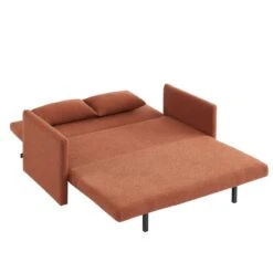 Canapé Droit JADE En Tissu Bouclette Terracotta Convertible 3 Places -Mobilia Soldes canape droit jade en tissu bouclette terracotta convertible 3 places 3