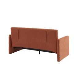 Canapé Droit JADE En Tissu Bouclette Terracotta Convertible 3 Places -Mobilia Soldes canape droit jade en tissu bouclette terracotta convertible 3 places 4
