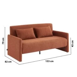 Canapé Droit JADE En Tissu Bouclette Terracotta Convertible 3 Places -Mobilia Soldes canape droit jade en tissu bouclette terracotta convertible 3 places 6