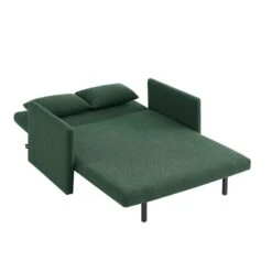 Canapé Droit JADE En Tissu Bouclette Vert Convertible 2 Places -Mobilia Soldes canape droit jade en tissu bouclette vert convertible 2 places 3