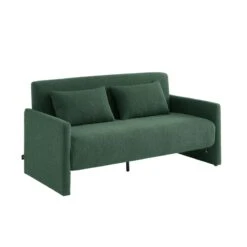 Canapé Droit JADE En Tissu Bouclette Vert Convertible 3 Places -Mobilia Soldes canape droit jade en tissu bouclette vert convertible 3 places 2