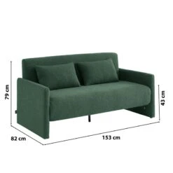 Canapé Droit JADE En Tissu Bouclette Vert Convertible 3 Places -Mobilia Soldes canape droit jade en tissu bouclette vert convertible 3 places 6