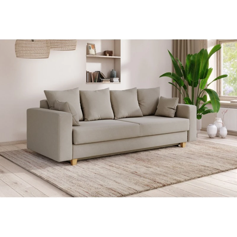 Canapé Droit KRISTI Convertible Tissu Grège 3 Places 10 Canapé Droit KRISTI Convertible Tissu Grège 3 Places – Image 8