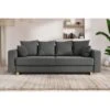 Canapé Droit KRISTI Convertible Tissu Gris 3 Places -Mobilia Soldes canape droit kristi convertible tissu gris