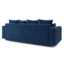 Canapé Droit KRISTI Convertible Velours Côtelé Bleu 3 Places -Mobilia Soldes canape droit kristi convertible velours cotele bleu 5