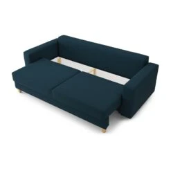 Canapé Droit KRISTI Convertible Tissu Bleu 3 Places 14 Canapé Droit KRISTI Convertible Tissu Bleu 3 Places -Mobilia Soldes canape droit kristi tissu bleu convertible 3pl 4