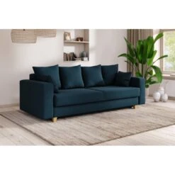 Canapé Droit KRISTI Convertible Tissu Bleu 3 Places 17 Canapé Droit KRISTI Convertible Tissu Bleu 3 Places -Mobilia Soldes canape droit kristi tissu bleu convertible 3pl 7