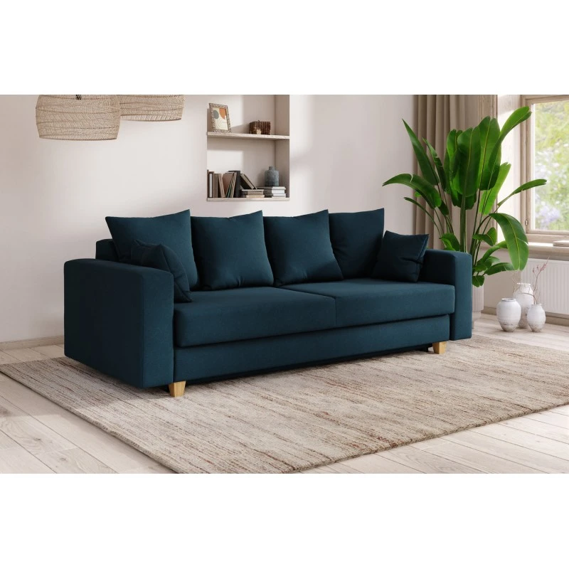 Canapé Droit KRISTI Convertible Tissu Bleu 3 Places 10 Canapé Droit KRISTI Convertible Tissu Bleu 3 Places – Image 8