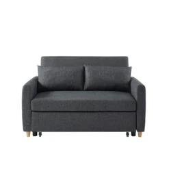 Canapé Droit LAURA En Tissu Anthracite Convertible 2 Places -Mobilia Soldes canape droit laura en tissu anthracite convertible 2 places 1