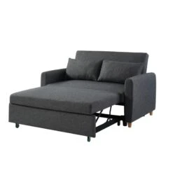 Canapé Droit LAURA En Tissu Anthracite Convertible 2 Places -Mobilia Soldes canape droit laura en tissu anthracite convertible 2 places 3