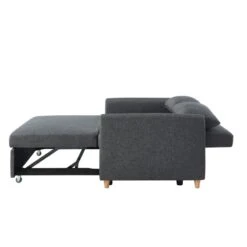 Canapé Droit LAURA En Tissu Anthracite Convertible 2 Places -Mobilia Soldes canape droit laura en tissu anthracite convertible 2 places 5