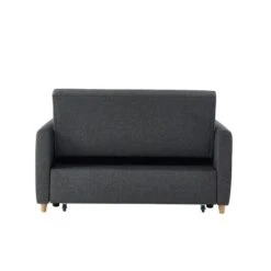 Canapé Droit LAURA En Tissu Anthracite Convertible 2 Places -Mobilia Soldes canape droit laura en tissu anthracite convertible 2 places 6