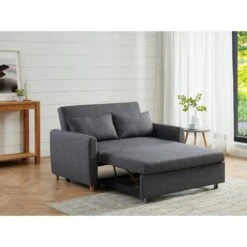 Canapé Droit LAURA En Tissu Anthracite Convertible 2 Places -Mobilia Soldes canape droit laura en tissu anthracite convertible 2 places 7