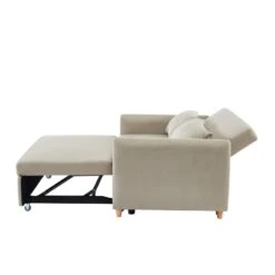 Canapé Droit LAURA En Tissu Beige Convertible 2 Places -Mobilia Soldes canape droit laura en tissu beige convertible 2 places 4