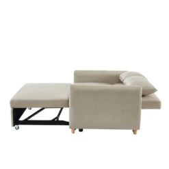 Canapé Droit LAURA En Tissu Beige Convertible 2 Places -Mobilia Soldes canape droit laura en tissu beige convertible 2 places 5