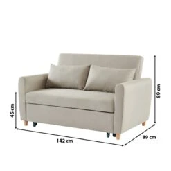 Canapé Droit LAURA En Tissu Beige Convertible 2 Places -Mobilia Soldes canape droit laura en tissu beige convertible 2 places 8