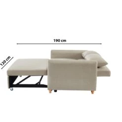 Canapé Droit LAURA En Tissu Beige Convertible 2 Places -Mobilia Soldes canape droit laura en tissu beige convertible 2 places 9