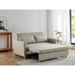 Canapé Droit LAURA En Tissu Beige Convertible 3 Places -Mobilia Soldes canape droit laura en tissu beige convertible 3 places 7