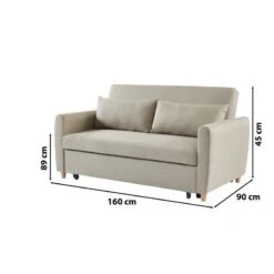 Canapé Droit LAURA En Tissu Beige Convertible 3 Places -Mobilia Soldes canape droit laura en tissu beige convertible 3 places 8