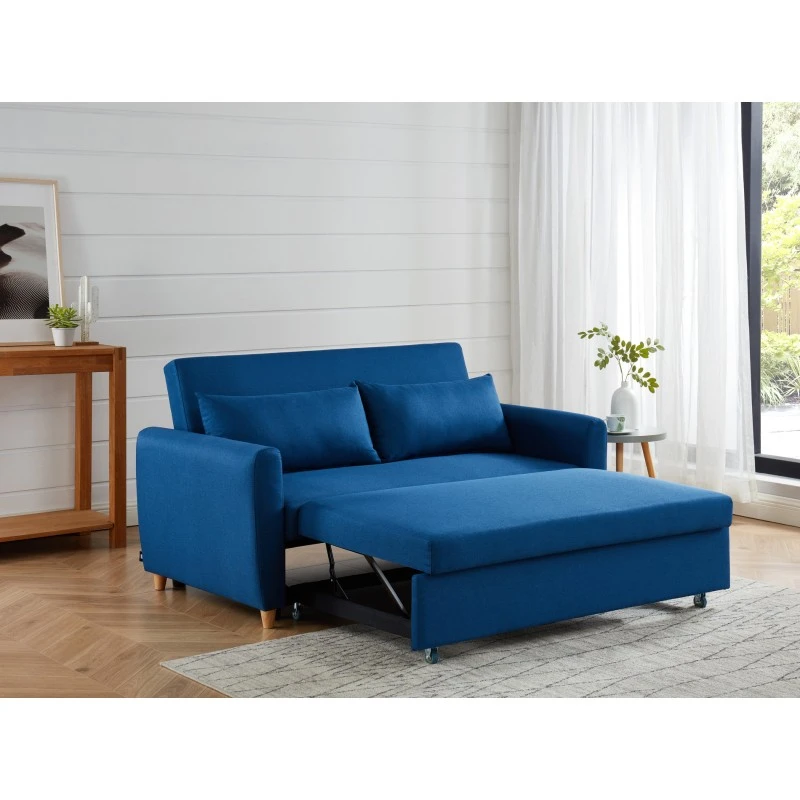 Canapé Droit LAURA En Tissu Bleu Nuit Convertible 3 Places 10 Canapé Droit LAURA En Tissu Bleu Nuit Convertible 3 Places – Image 8