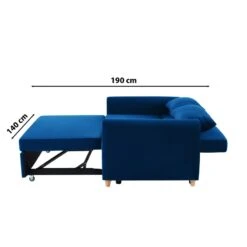 Canapé Droit LAURA En Velours Bleu Convertible 3 Places -Mobilia Soldes canape droit laura en velours bleu convertible 3 places 9