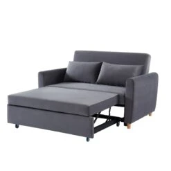 Canapé Droit LAURA En Velours Gris Convertible 2 Places -Mobilia Soldes canape droit laura en velours gris convertible 2 places 3