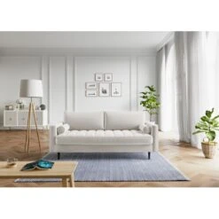 Canapé Droit MAEL Cacharel En Velours Beige Fixe