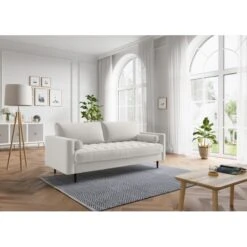 Canapé Droit MAEL Cacharel En Velours Beige Fixe 11 Canapé Droit MAEL Cacharel En Velours Beige Fixe -Mobilia Soldes canape droit mael cacharel velours beige 3 places 4