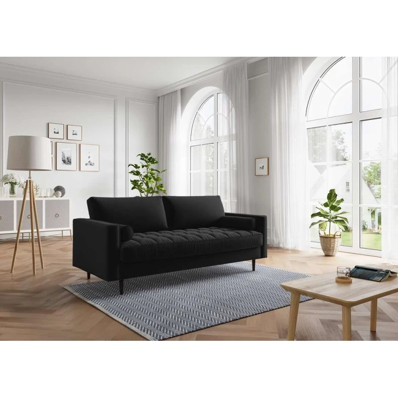 Canapé Droit MAEL Cacharel En Velours Noir Fixe 7 Canapé Droit MAEL Cacharel En Velours Noir Fixe – Image 5