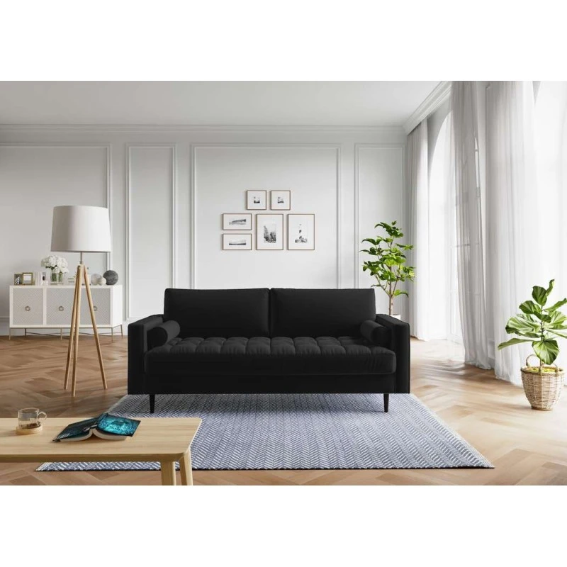 Canapé Droit MAEL Cacharel En Velours Noir Fixe 3 Canapé Droit MAEL Cacharel En Velours Noir Fixe