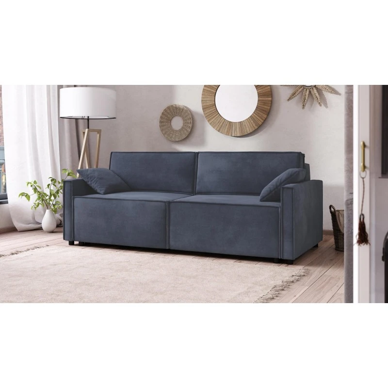 Canapé Droit MAGGY Convertible Tissu Bleu Nuit 3 Places 10 Canapé Droit MAGGY Convertible Tissu Bleu Nuit 3 Places – Image 8