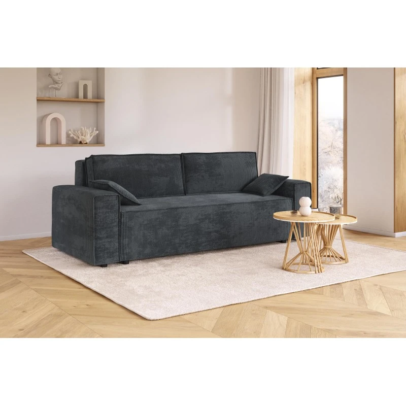 Canapé Droit MARIUS Convertible Velours Côtelé Anthracite 9 Canapé Droit MARIUS Convertible Velours Côtelé Anthracite – Image 7