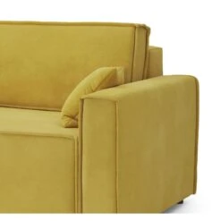 Canapé Droit MIRA Fixe Tissu Moutarde 2 Places -Mobilia Soldes canape droit marta fixe tissu moutarde 2 places 4
